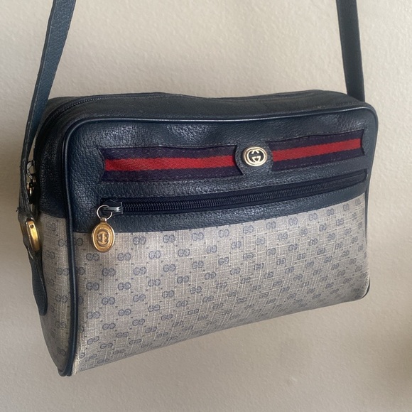 Authentic Gucci crossbody bag navy grey monogram coated canvas - Picture 5 of 15